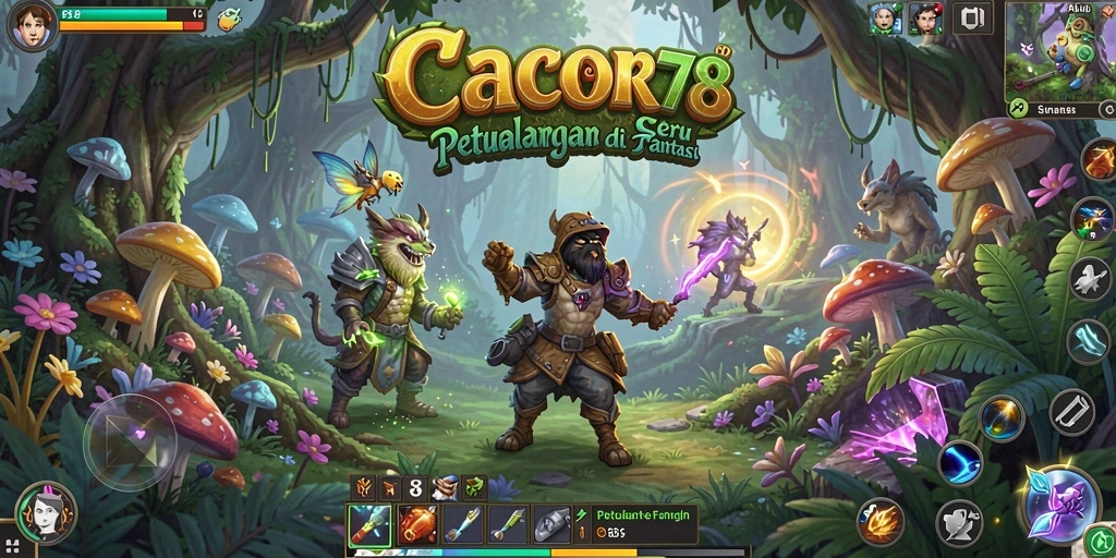 Tampilan gameplay penuh aksi dalam CACOR78 dengan dunia petualangan yang indah.