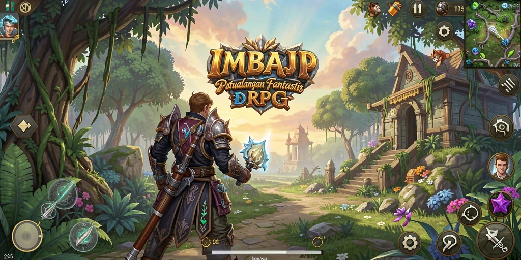 Tampilan gameplay seru IMBAJP dalam petualangan RPG.