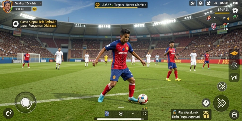 Screenshot gameplay JOS77 menampilkan aksi seru di lapangan sepak bola.