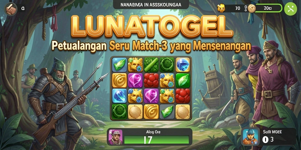 Tampilan gameplay seru dari LUNATOGEL dengan elemen colorful.