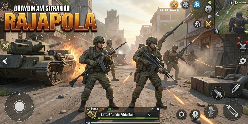 Screenshot gameplay RAJAPOLA yang menampilkan pertarungan strategi yang seru.