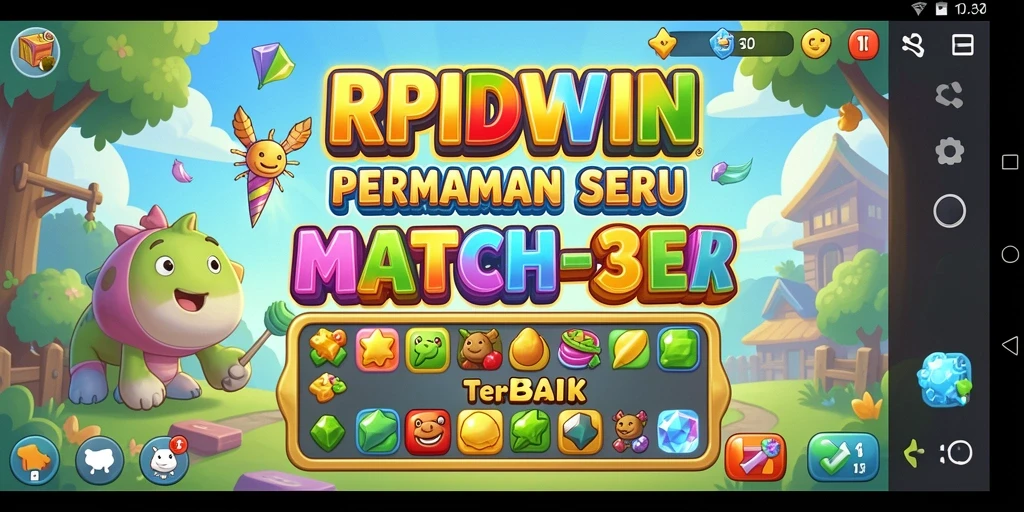 Tangkapan layar menampilkan gameplay seru dari RPIDWIN dengan permata yang berwarna-warni.