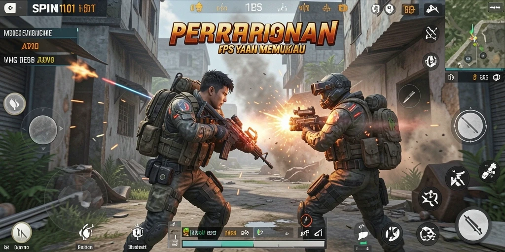 Screenshot gameplay SPIN101 yang menunjukkan aksi menembak yang mendebarkan.