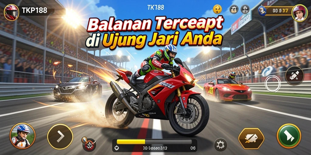 Tampilan gameplay balapan mobil yang menegangkan di TKP188.