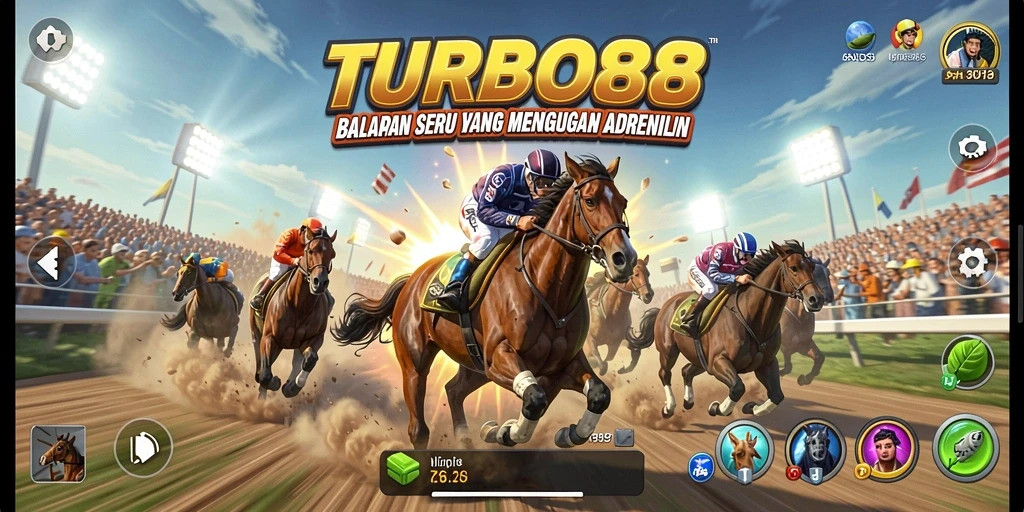 Tampilan gameplay balapan yang mendebarkan dan penuh aksi di TURBO88.