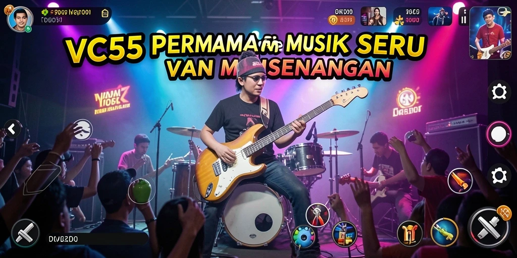 Tampilan gameplay VC55 yang menarik dengan berbagai irama musik.