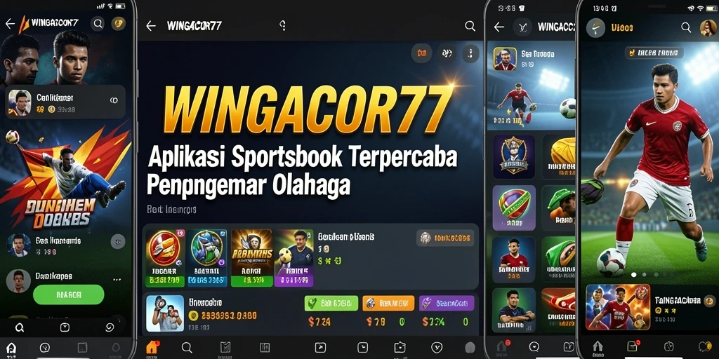 Tampilan utama aplikasi WINGACOR77 dengan fitur taruhan olahraga.